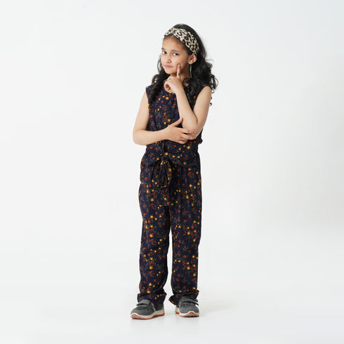 Navy Printed Dungaree